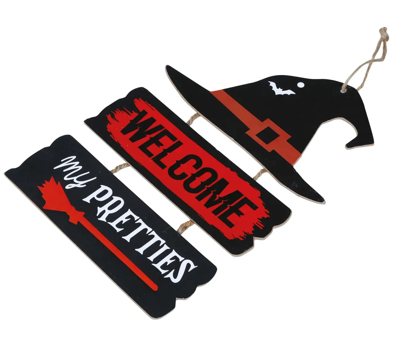 Hekseskilt "Welcome", træ, 32 × 21 cm