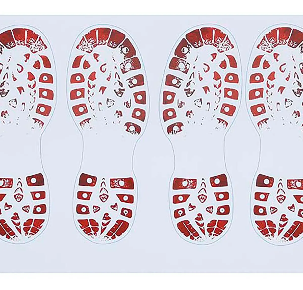 Selvklæbende blodige skoaftryk, 2 ark, 25 × 70 cm
