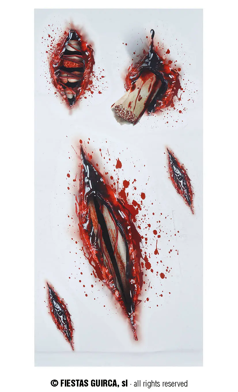 Selvklæbende tatoveringer med åbne sår, 14 × 30 cm