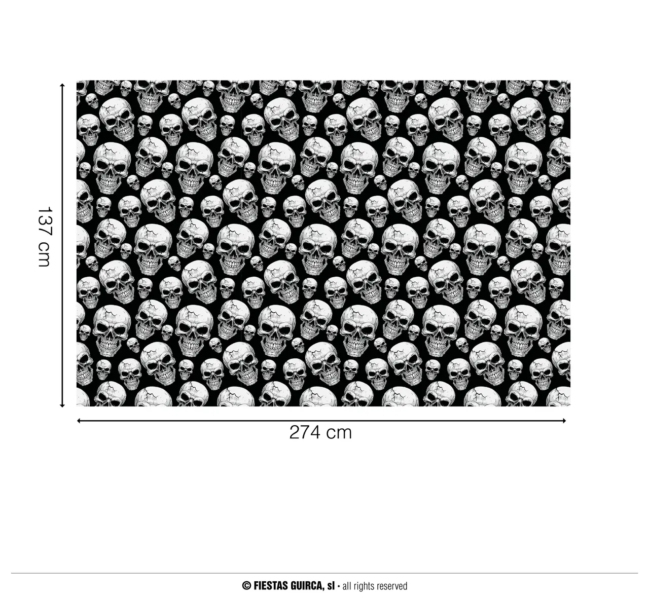 Dug med kranier 137 × 274 cm