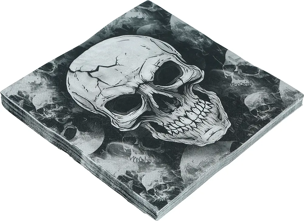 Pose med 20 servietter med kranier, 16 × 16 cm