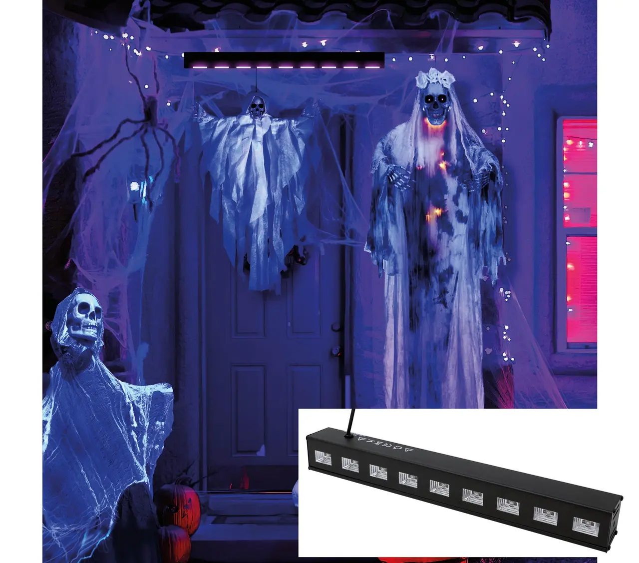 UV-sortlys med 9 LED, 9 × 3 W, til indendørs brug