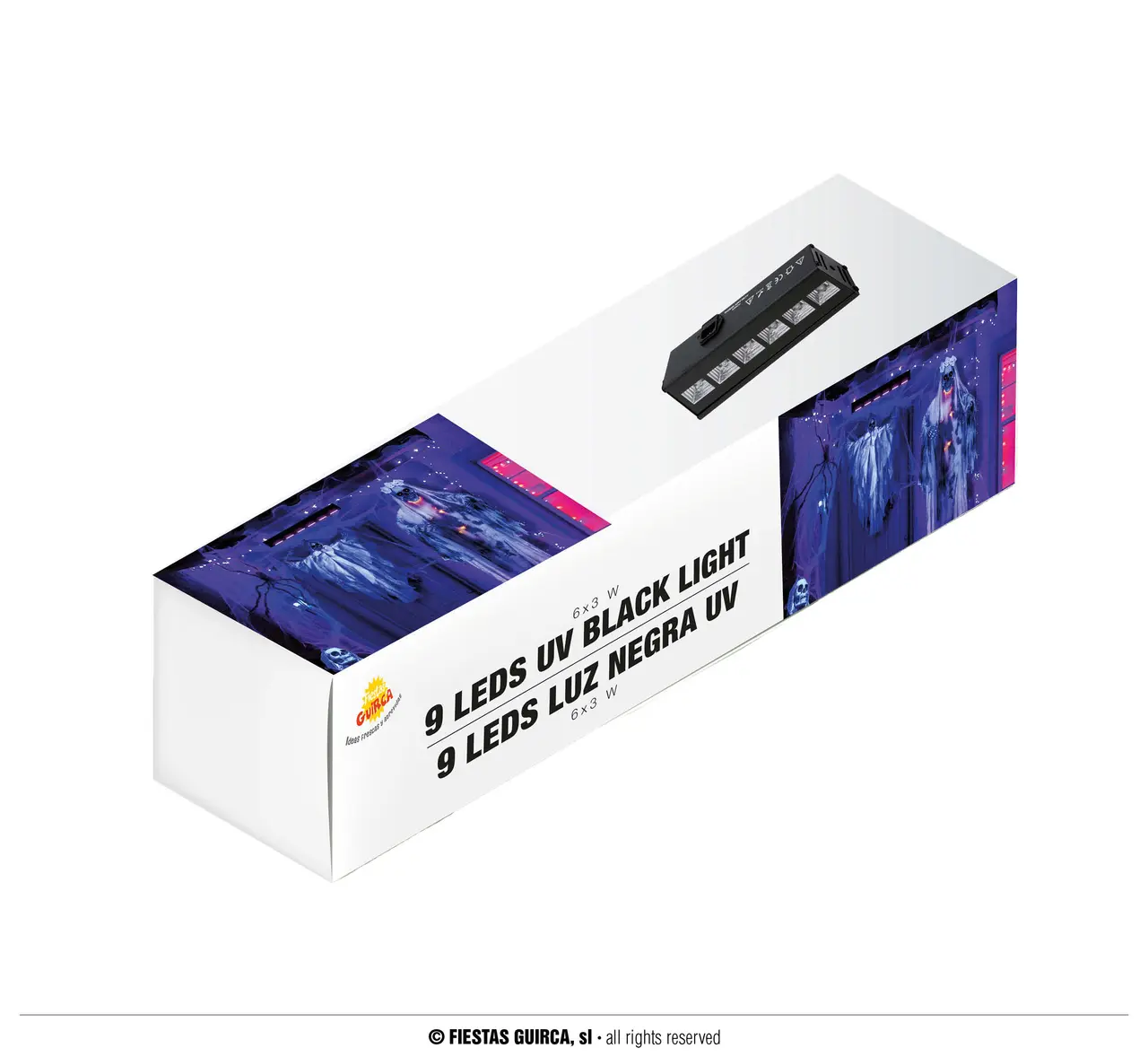 UV-sortlys med 9 LED, 9 × 3 W, til indendørs brug