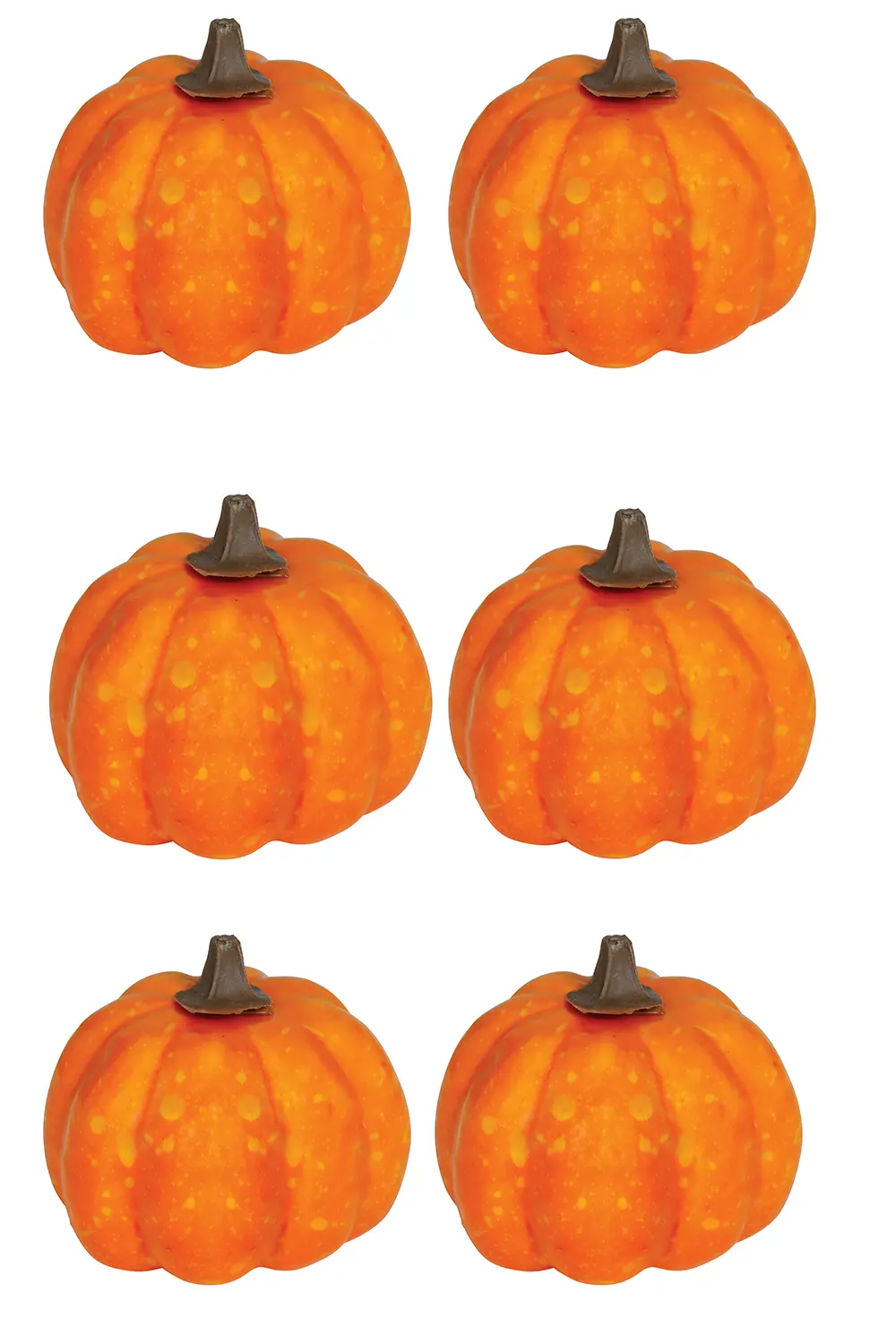 Sæt med 6 lakerede orange græskar, skum, 3,5 cm