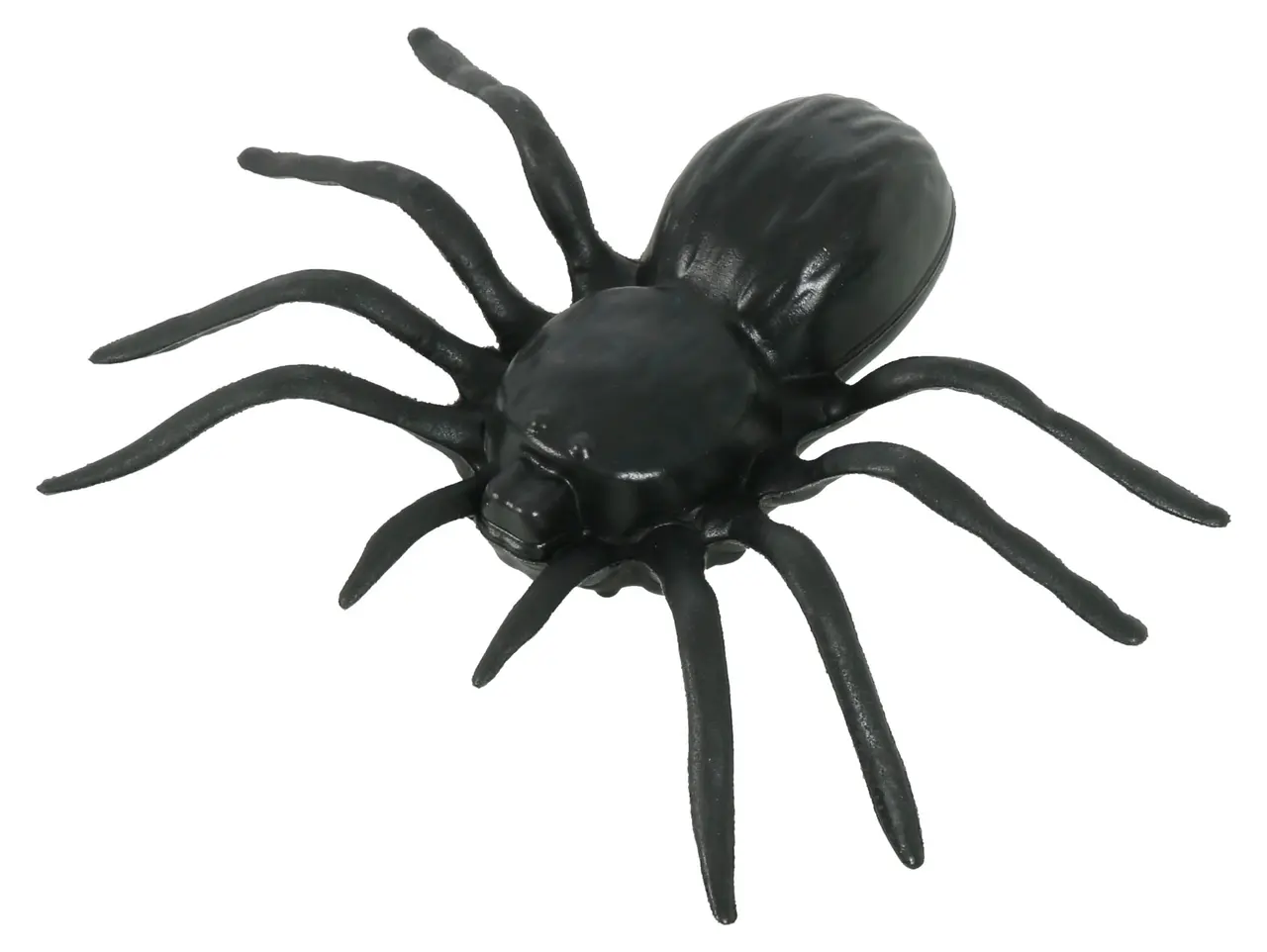 4 plastikedderkopper, 10 cm