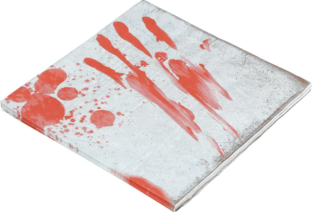 Pose med 20 blodige servietter, 16 × 16 cm