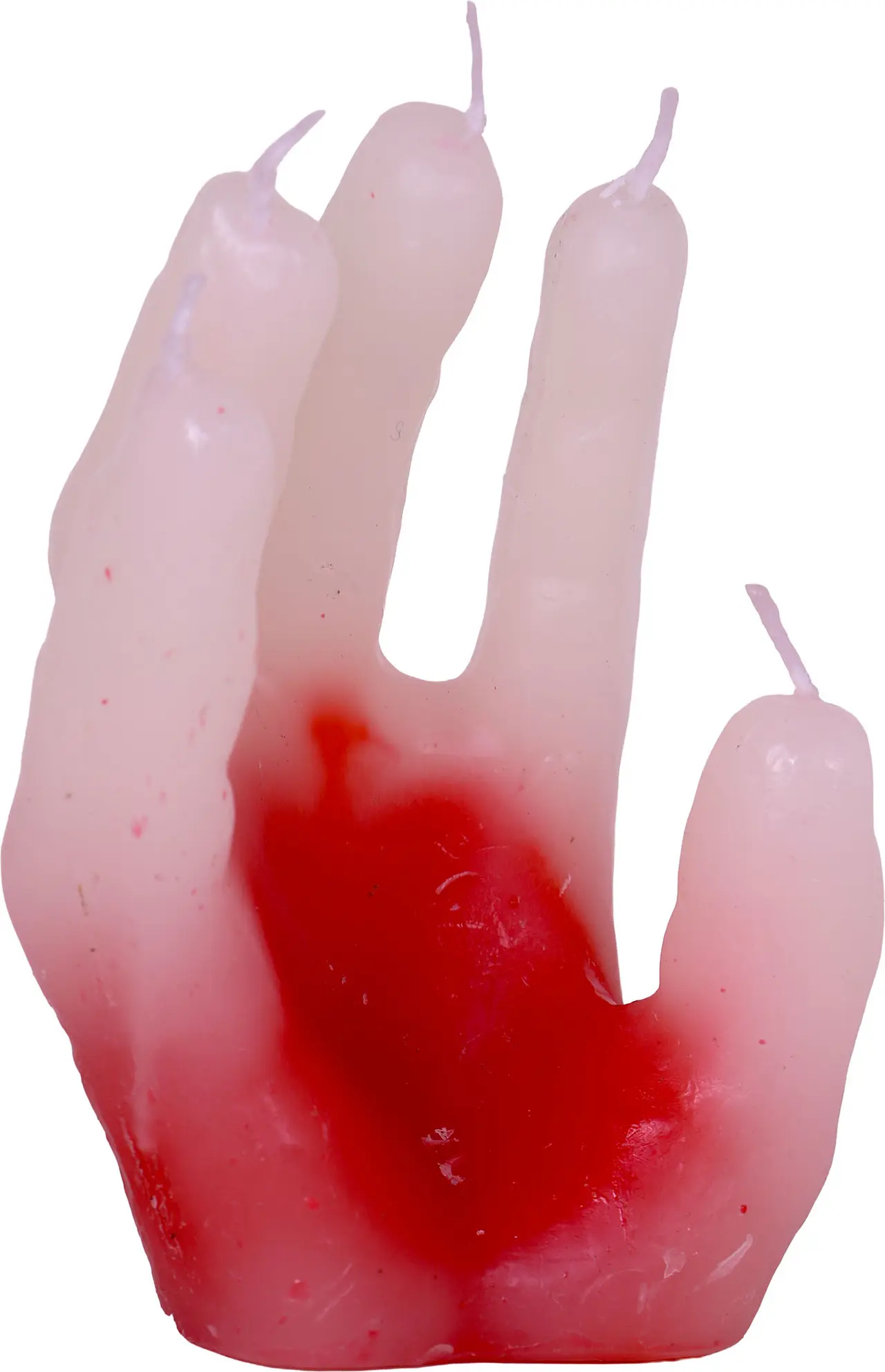 Lys med blodig hånd, 14 × 5 cm
