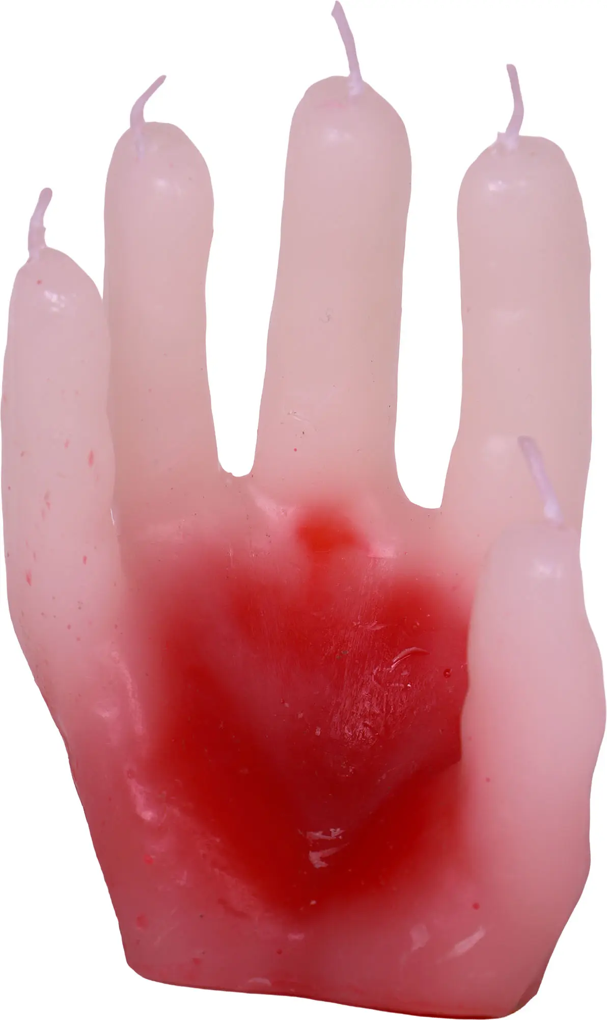 Lys med blodig hånd, 14 × 5 cm