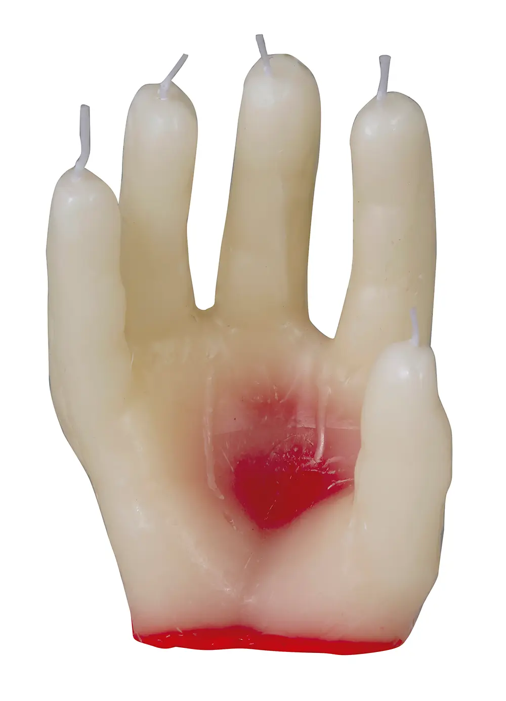 Lys med blodig hånd, 14 × 5 cm