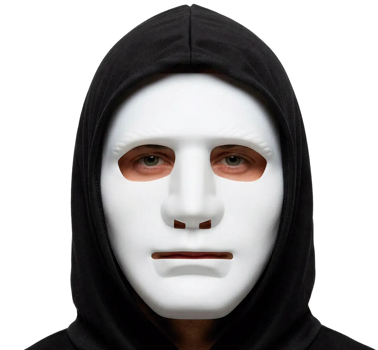Hvid maske, PVC, ca. 17,6 cm