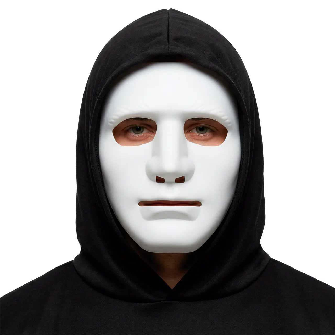 Hvid maske, PVC, ca. 17,6 cm