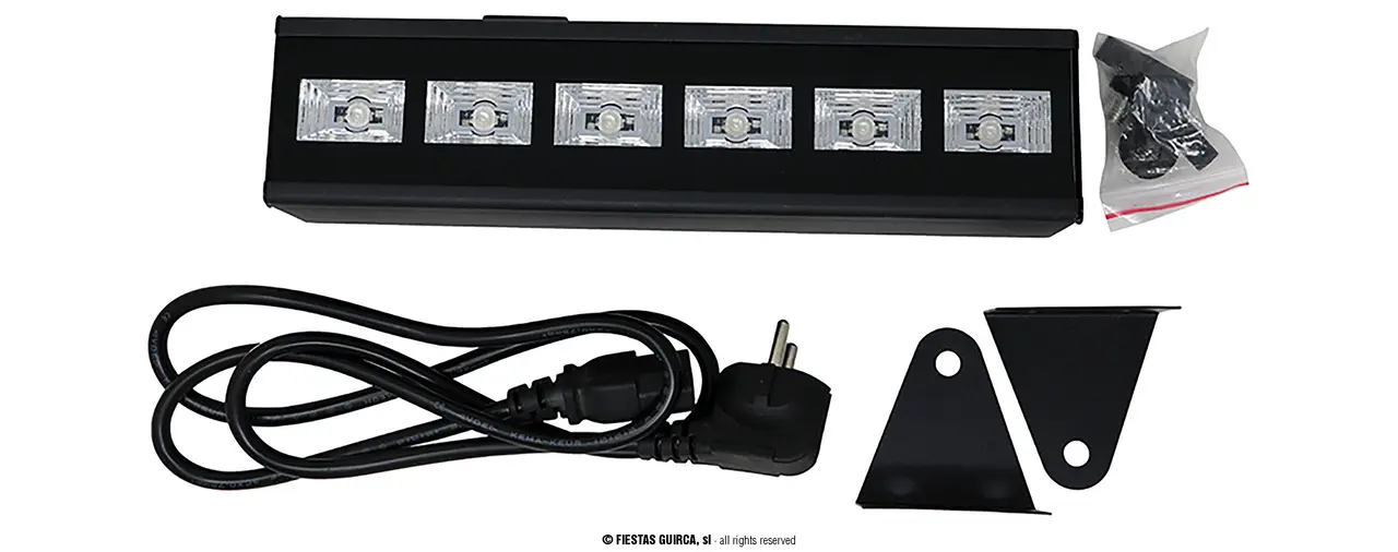 UV-sortlys med 6 LED, 6 × 3 W, til indendørs brug