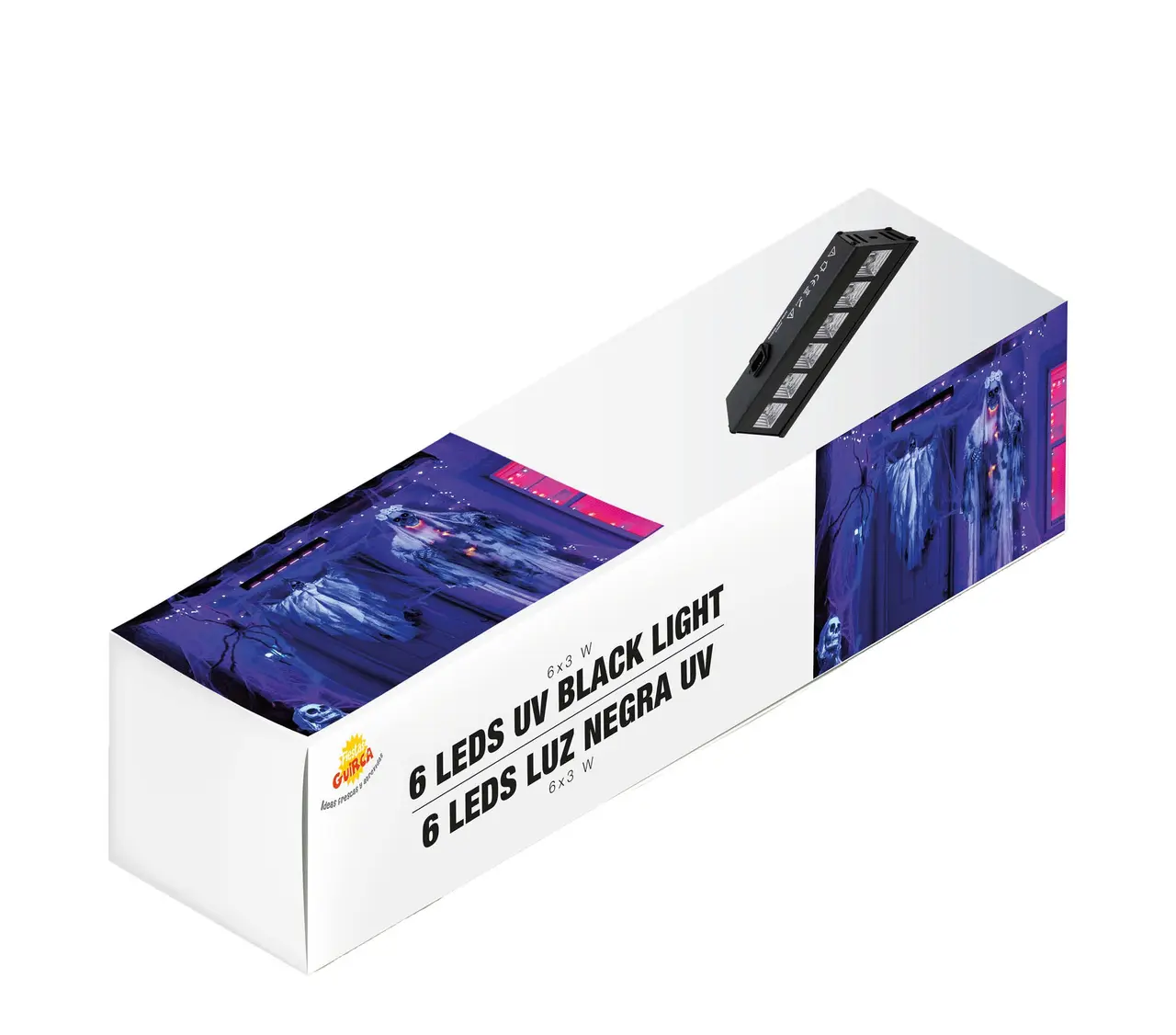 UV-sortlys med 6 LED, 6 × 3 W, til indendørs brug