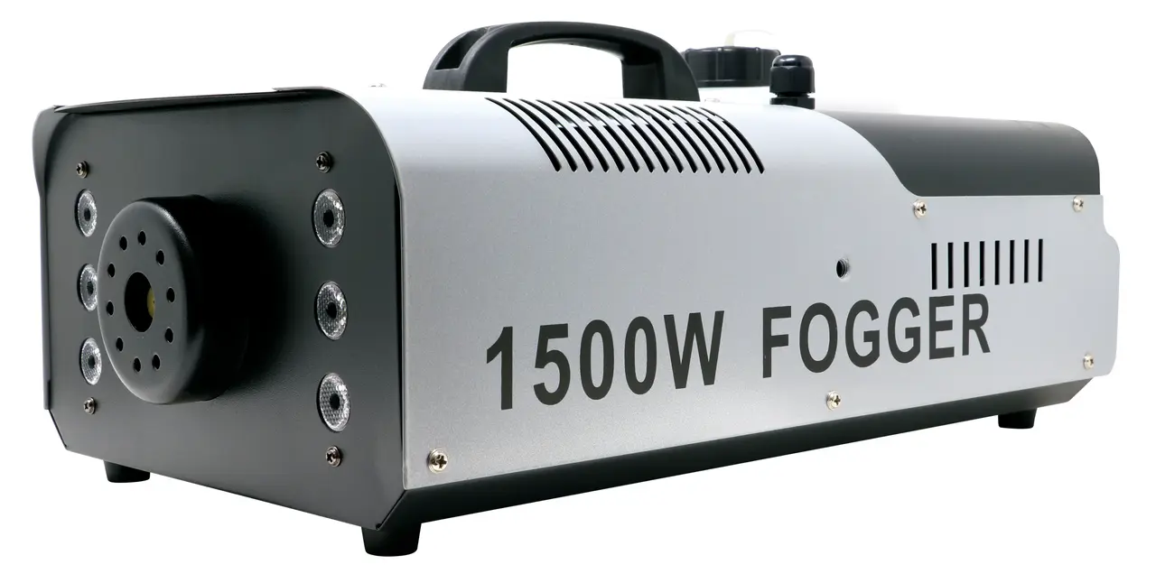 Røgmaskine med lys og fjernbetjening, 1500 W
