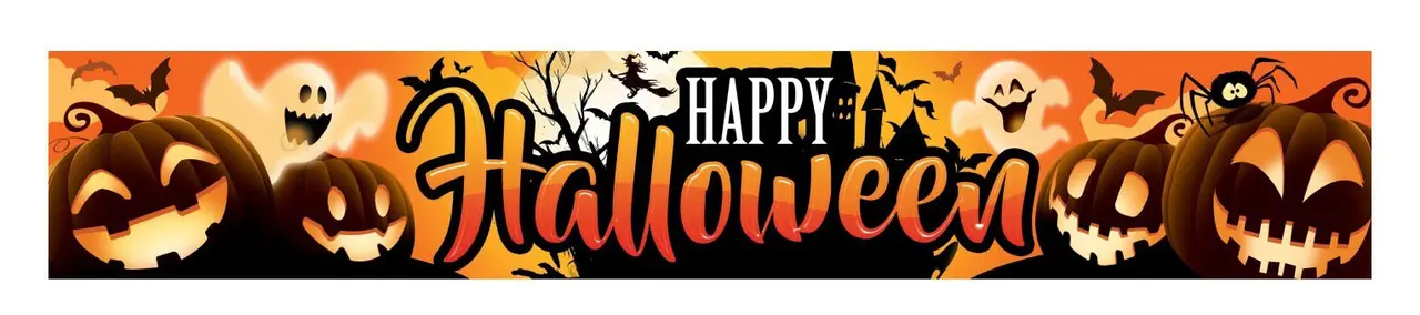 Stofbanner "Happy Halloween", 290 × 50 cm