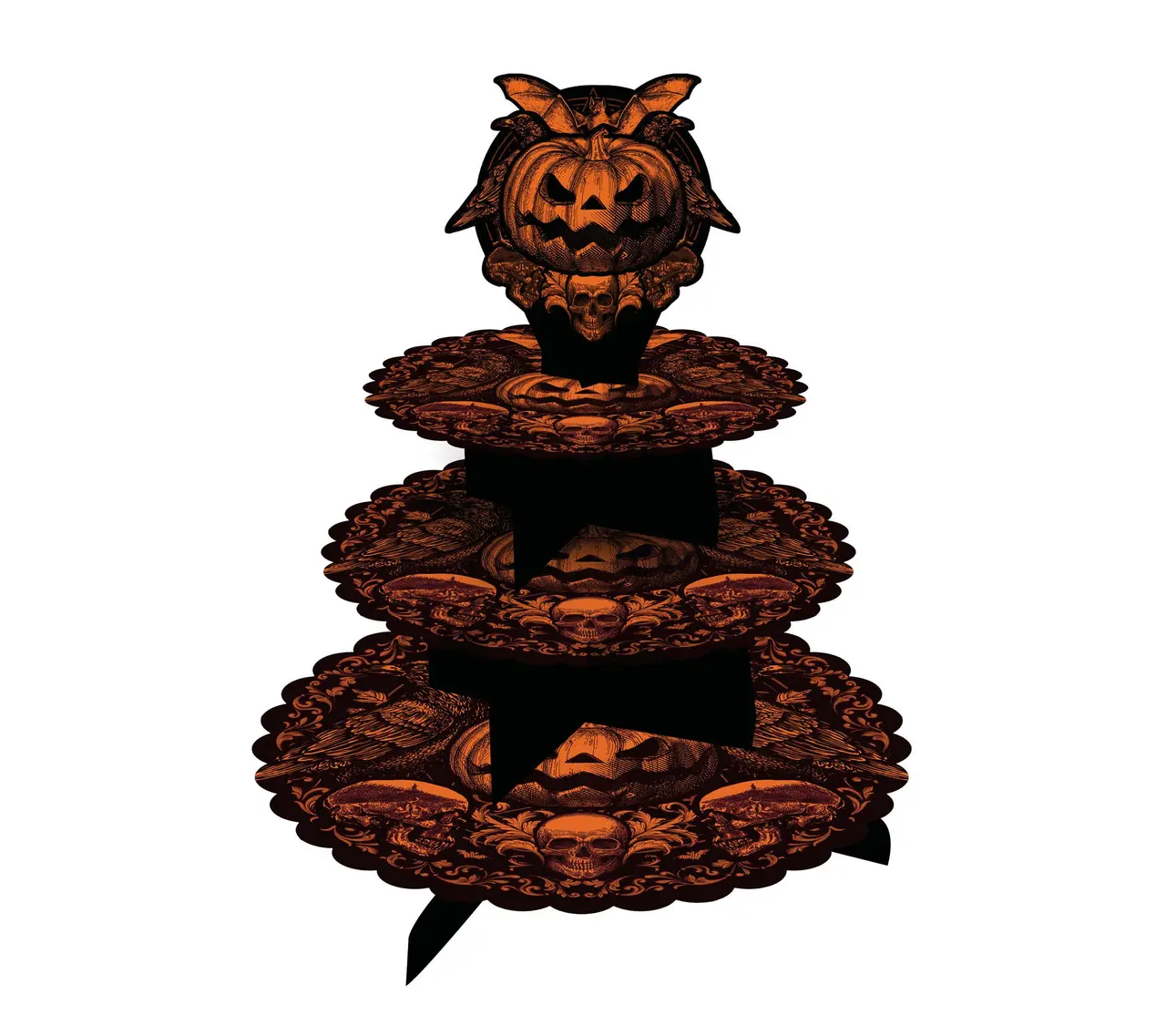 Gotisk græskar-cupcakestativ i 3 etager, 40 × 30 cm