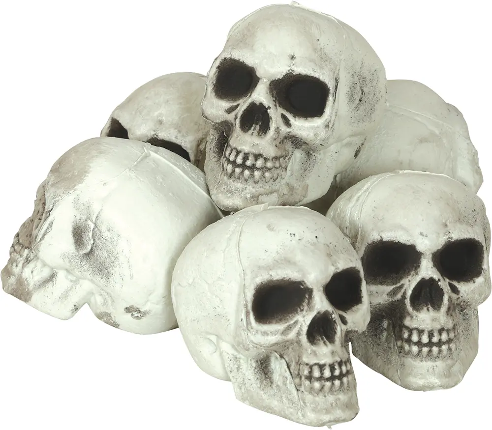 Sæt med 6 kranier, PVC, 8 cm