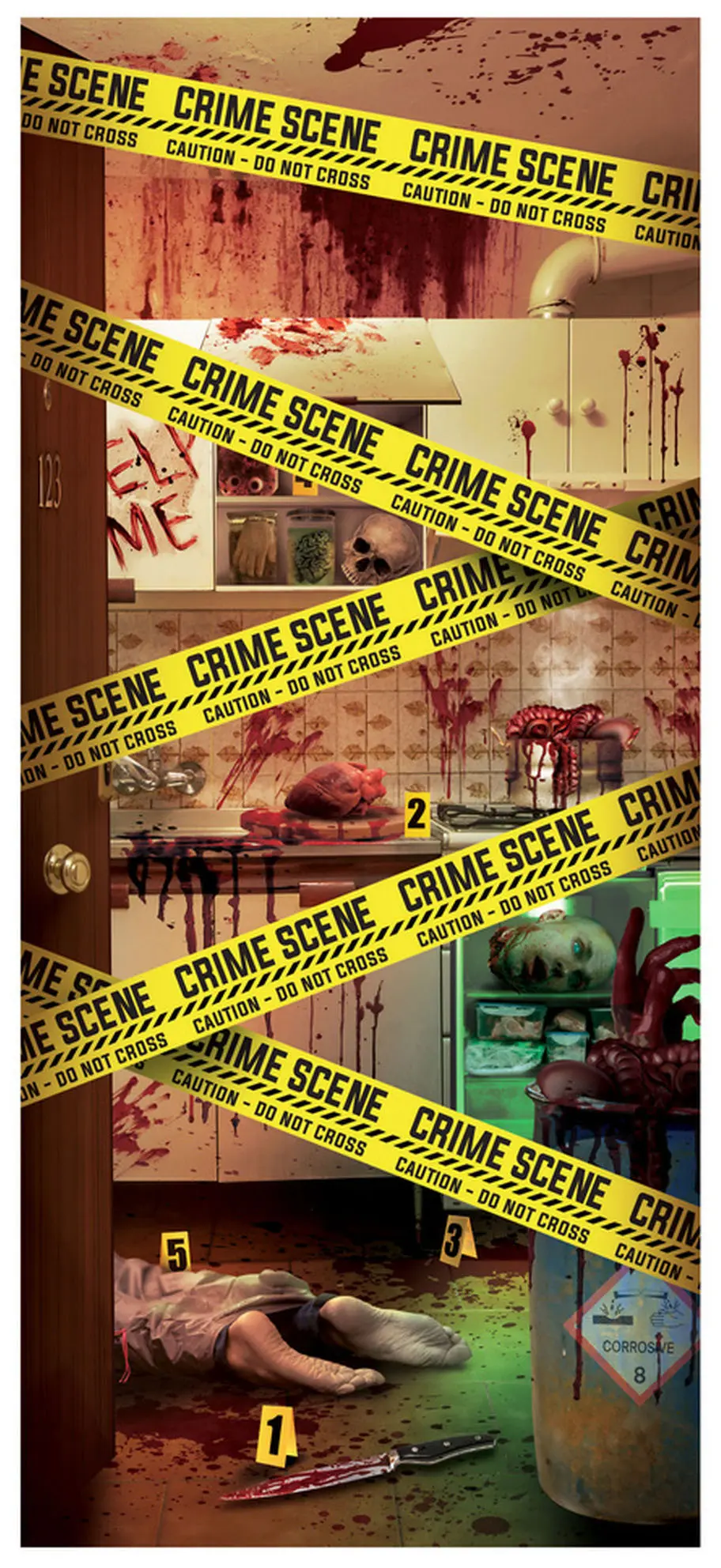 Dørdekoration "Crime Scene" i stof, 80 × 180 cm