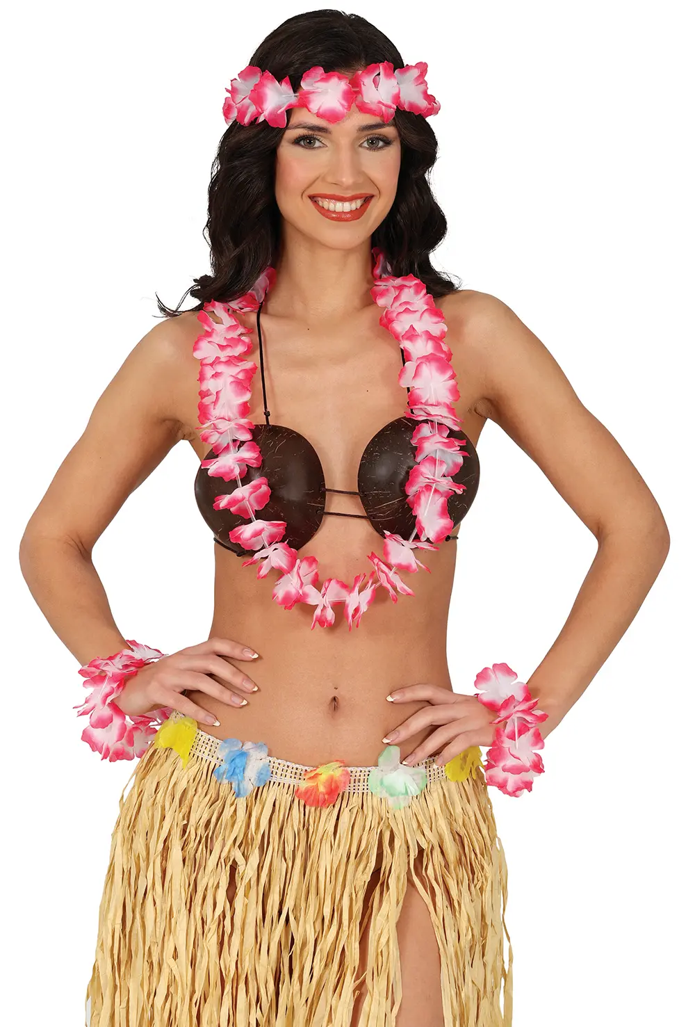 Rødt Hawaii-sæt med 4 dele, til voksne