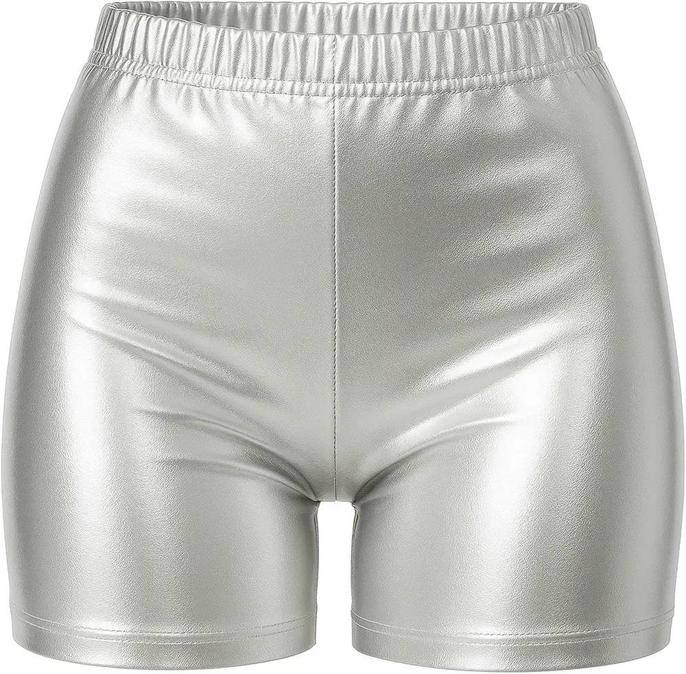 Shorts i metallisk sølv til damer