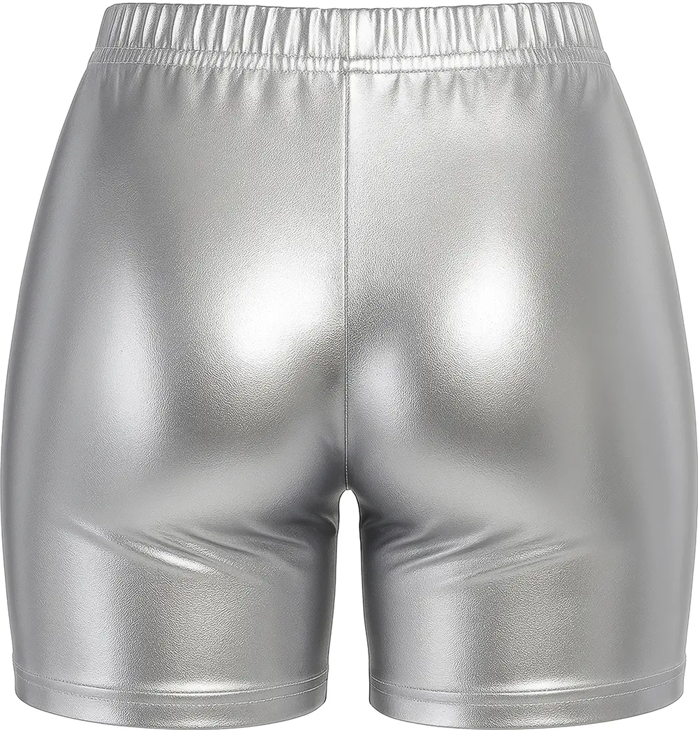 Shorts i metallisk sølv til damer