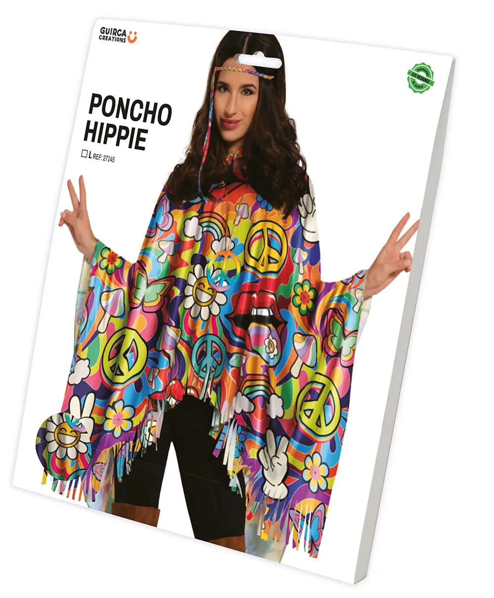 Peace-hippieponcho, til voksne
