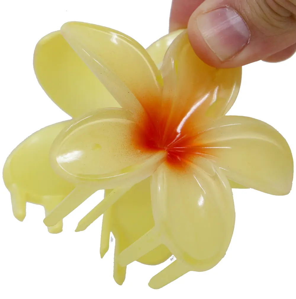 Hårspænde med gul blomst, 8 cm, PVC