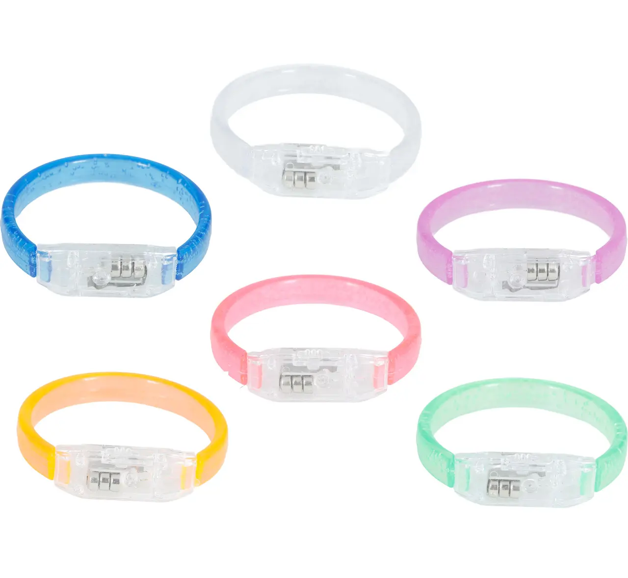 Pose med 4 assorterede LED-armbånd, 8 cm