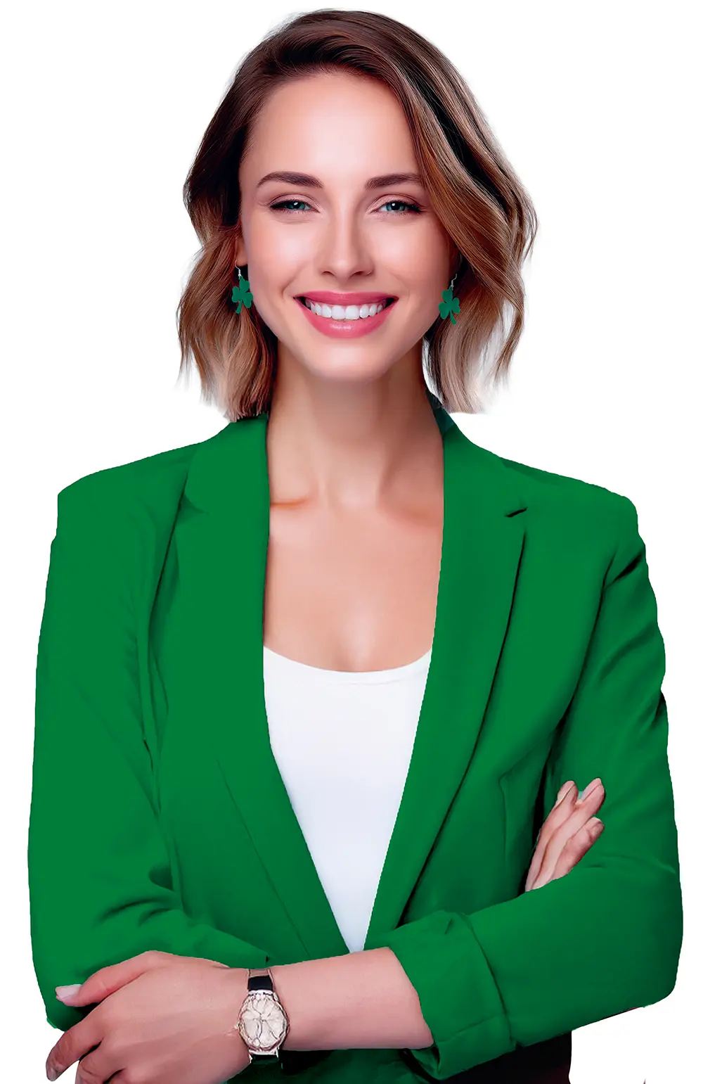 Neonøreringe med kløver, St. Patrick, til voksne