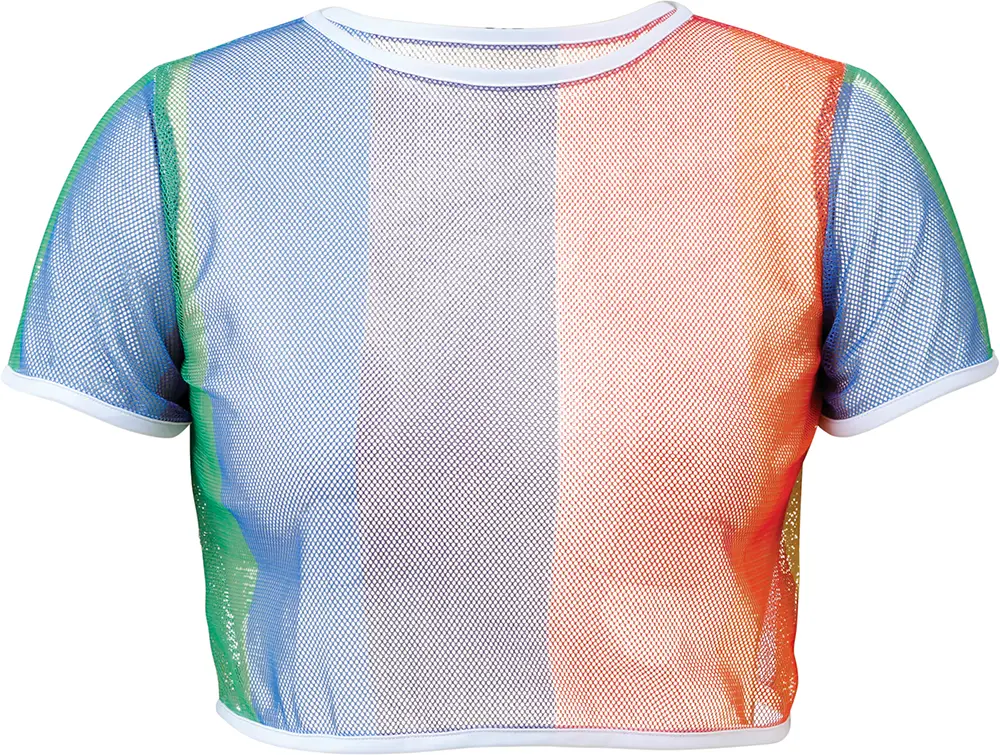 Regnbuefarvet net-T-shirt til damer