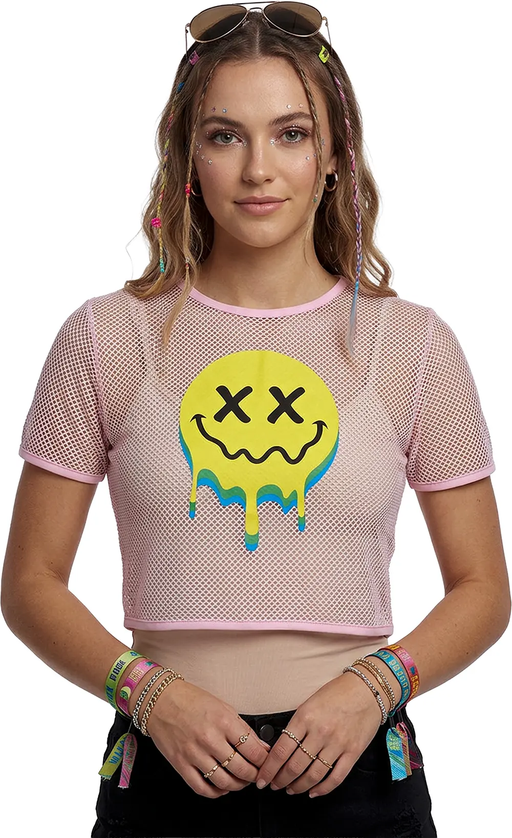 Acid-T-shirt i mesh til damer