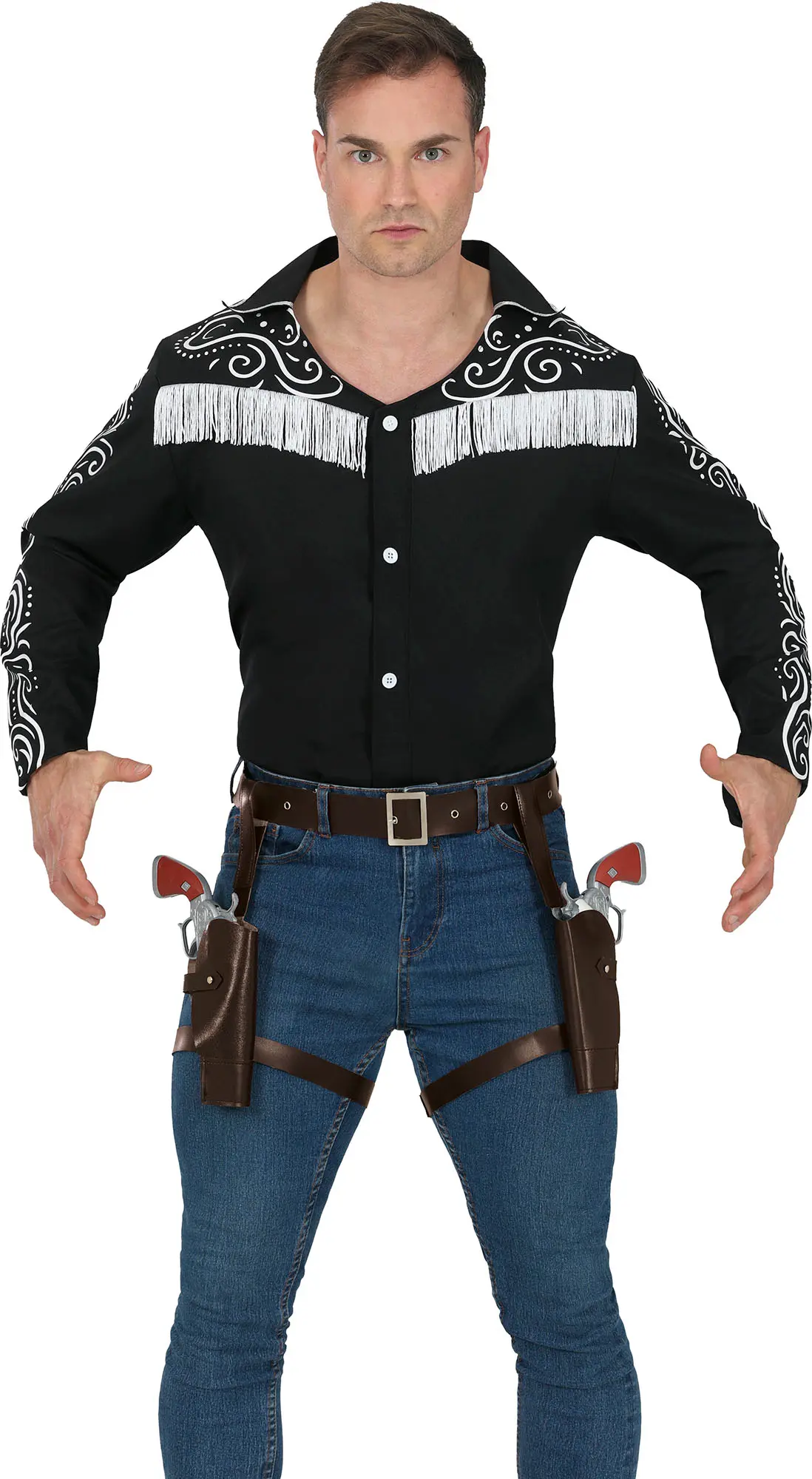 Dobbelthylstre med cowboypistoler, kunstlæder
