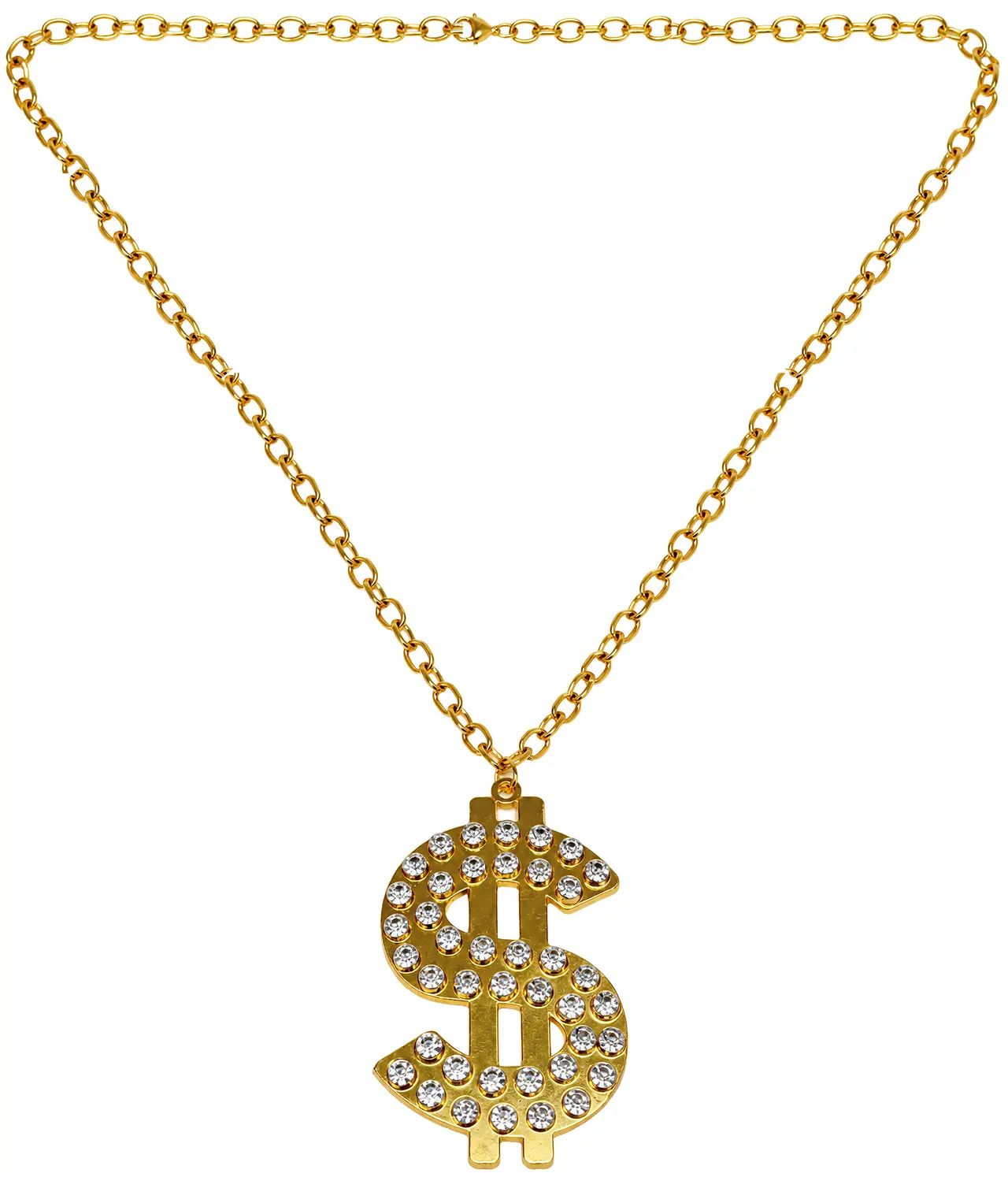 Dollarhalskæde i PVC, guld, 9 cm