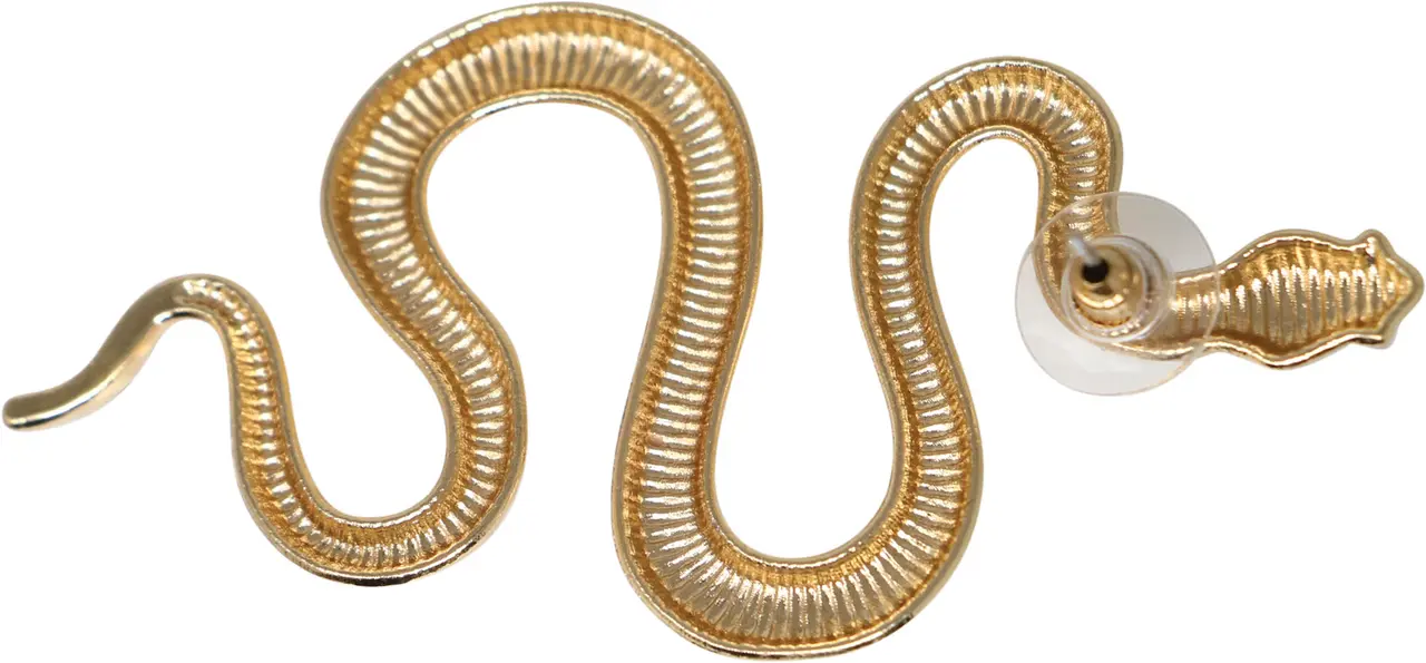Slangeøreringe i metal, guld, 8 cm