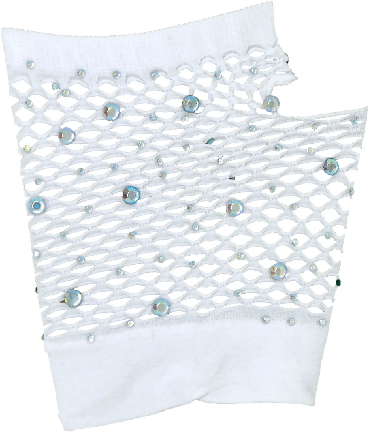 Nethandsker med rhinsten, 11 cm, hvid