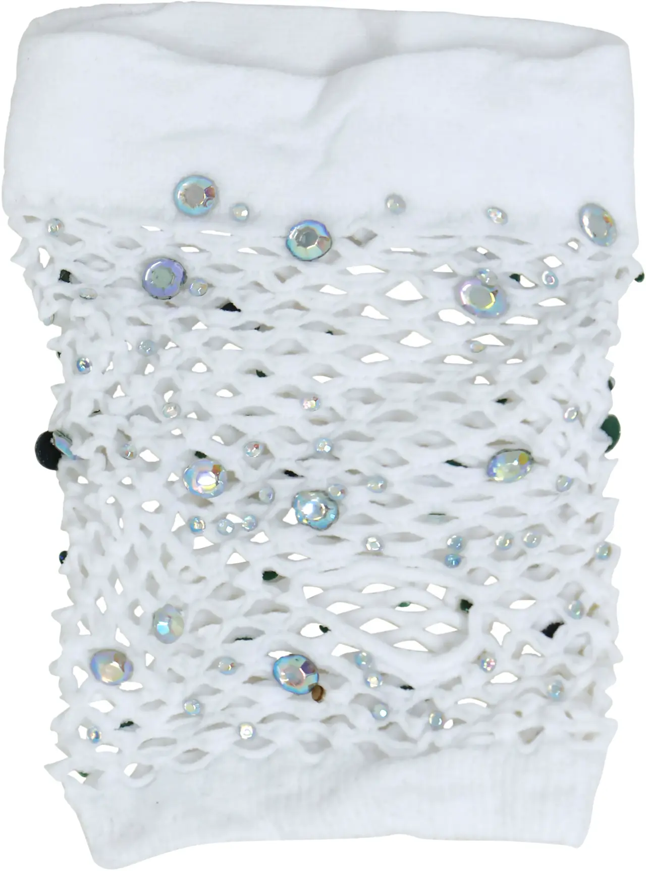 Nethandsker med rhinsten, 11 cm, hvid