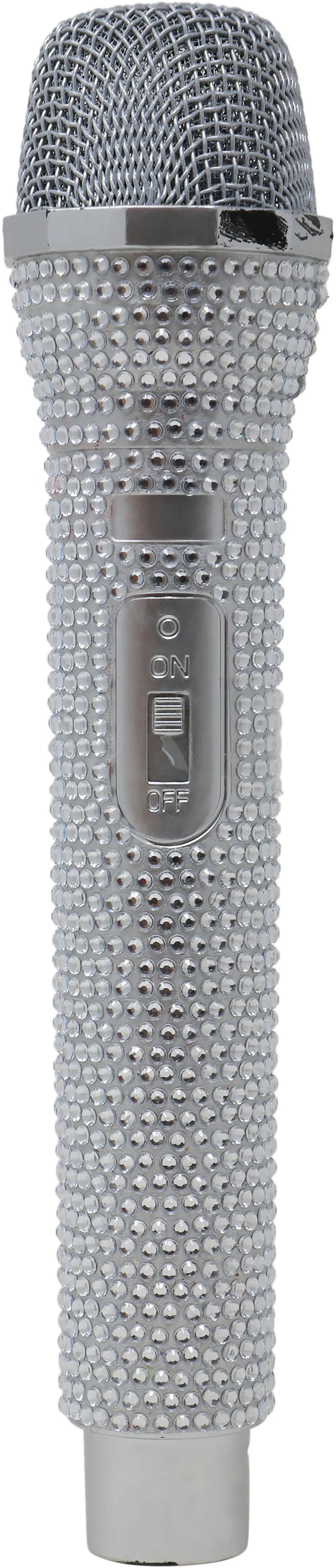 Mikrofon i PVC, sølv, 24 cm