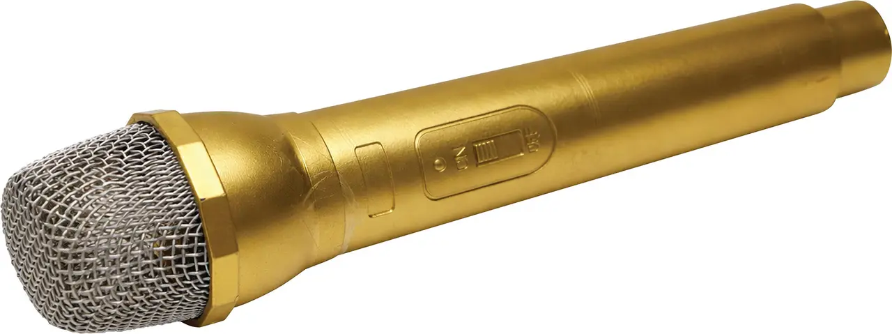 Mikrofon i PVC, guld, 24 cm