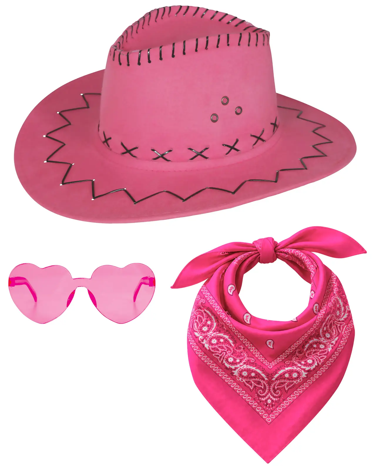 Pink cowboysæt med 3 dele