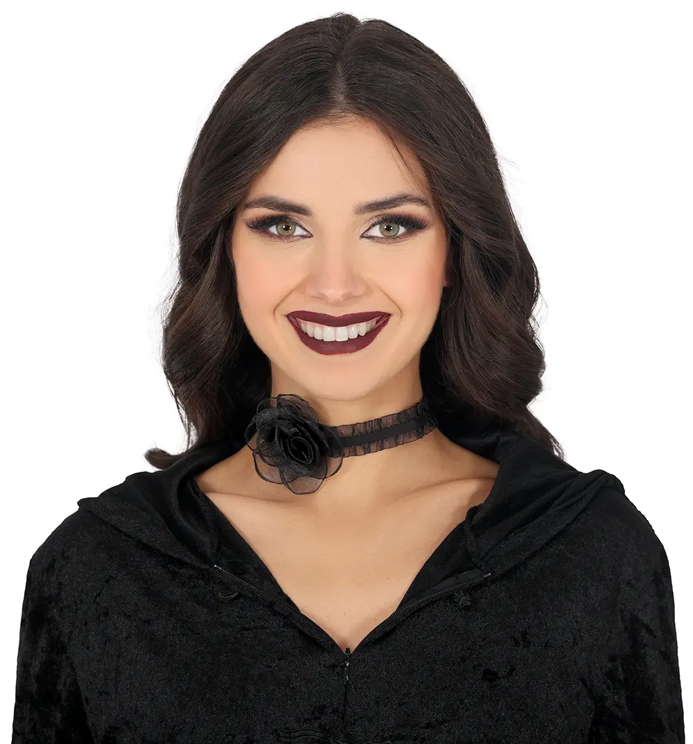 Choker med sort rose