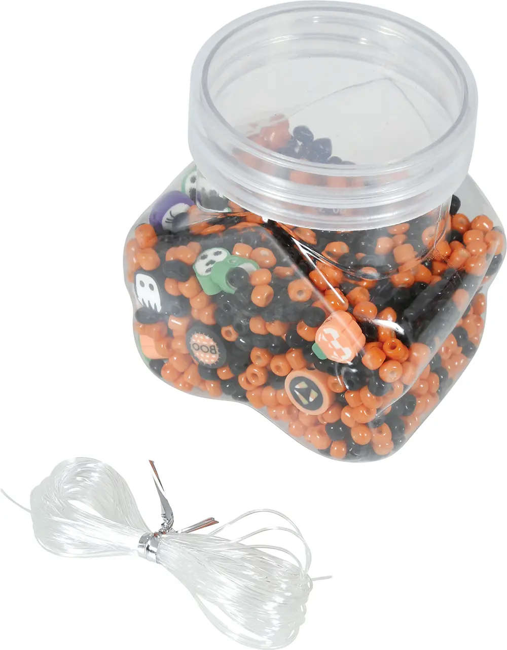 Krukke med 1300 dele til halloweenarmbånd, DIY