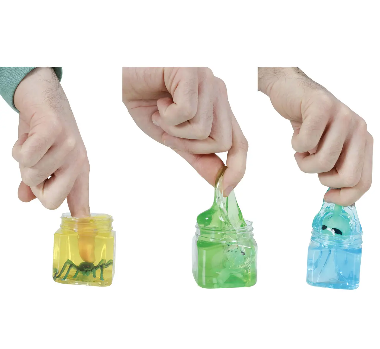 12 assorterede slimkrukker med edderkopper og rumvæsner, 5,5