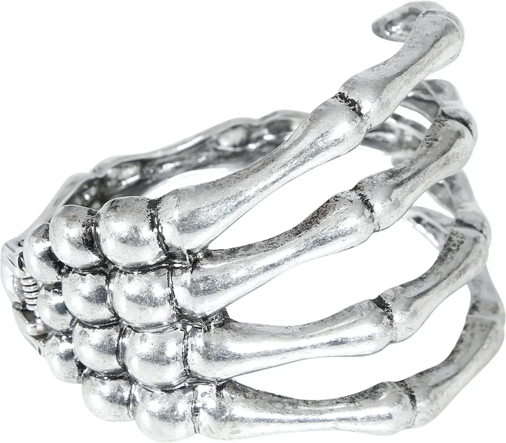 Skeletarmbånd, metallisk, sølvfarvet