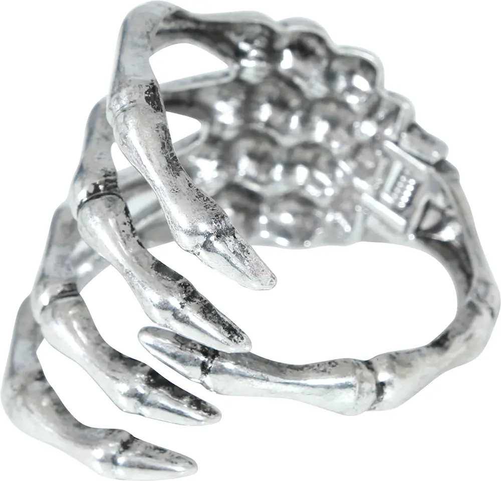 Skeletarmbånd, metallisk, sølvfarvet
