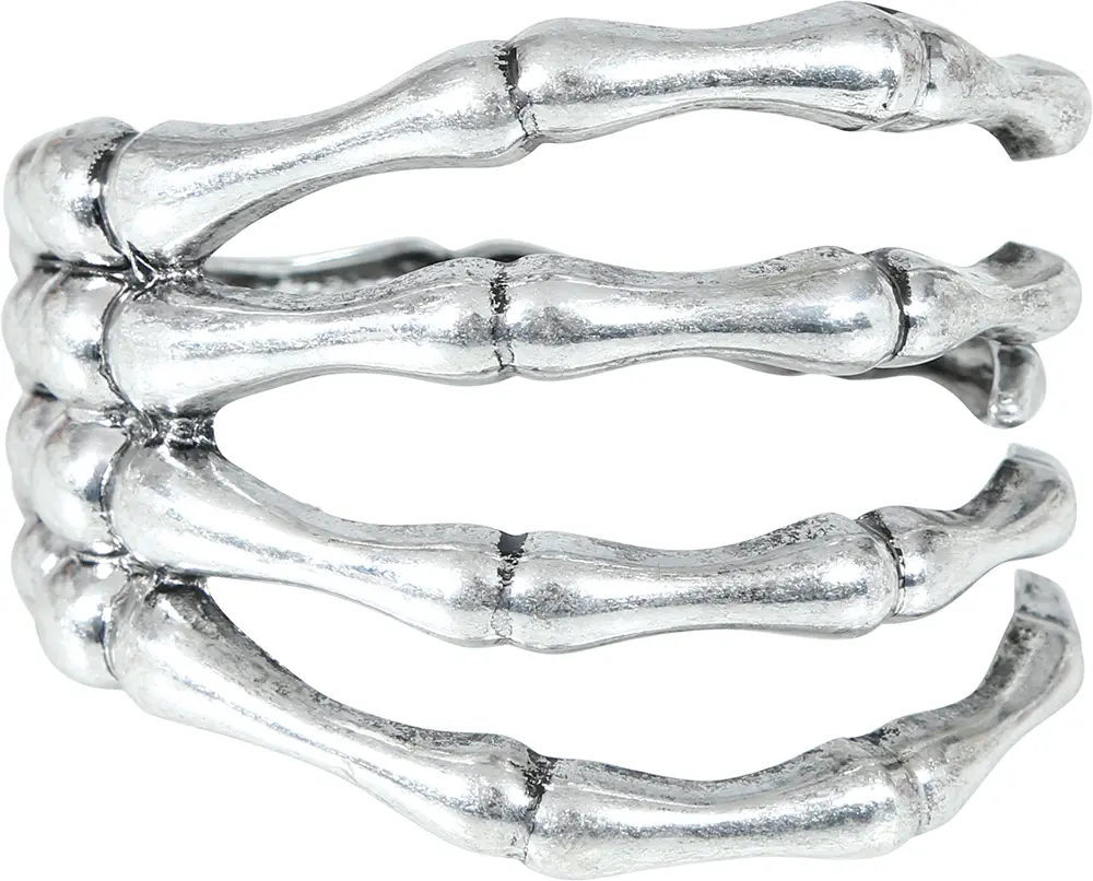 Skeletarmbånd, metallisk, sølvfarvet