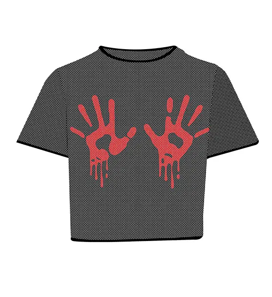 Mesh-T-shirt med blodige hænder, str. L (42-44)