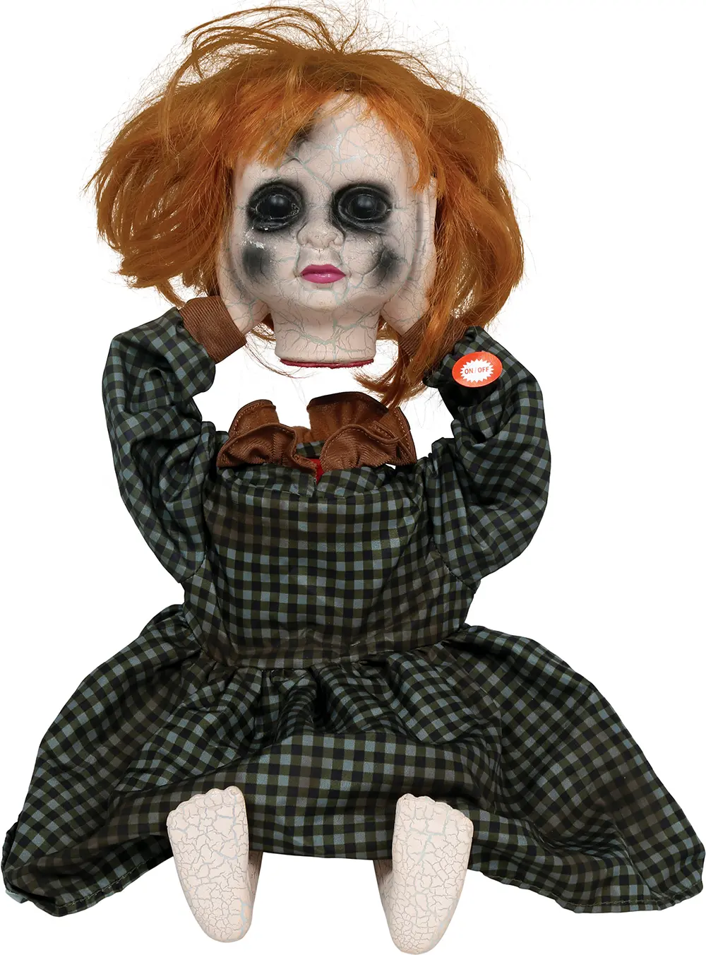 Skrækdukke til halloween med lyd og bevægelse, 40 cm