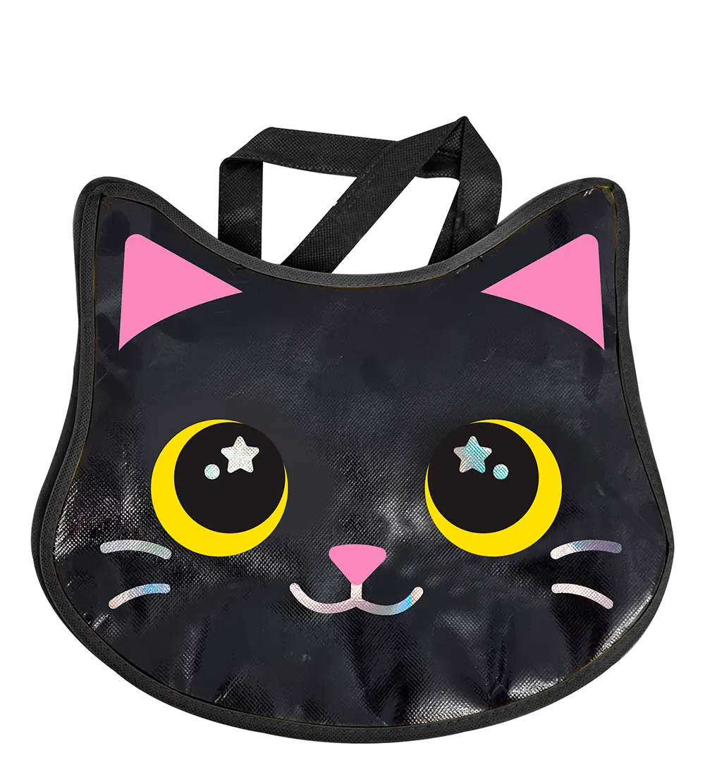 Pose med kat, metallisk, PVC, 29 × 31 cm
