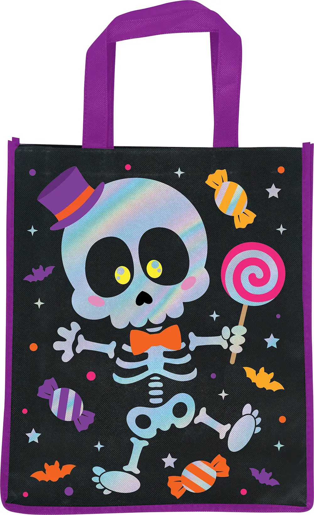 Pose med skelet, metalliseret, PVC, 36 × 30 cm