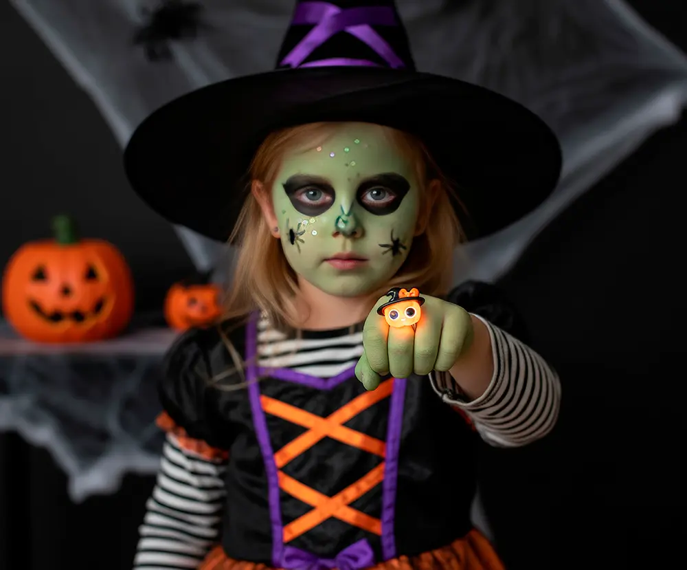 Halloween-ring med lys, 3 cm